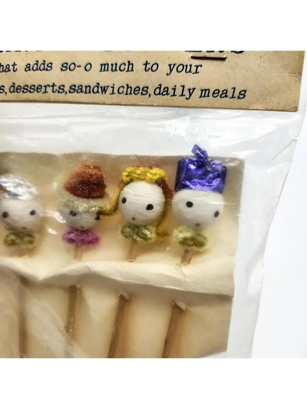 Vintage Japan Pixie Party Toppers Cake Picks Mid Century 1950s Lot